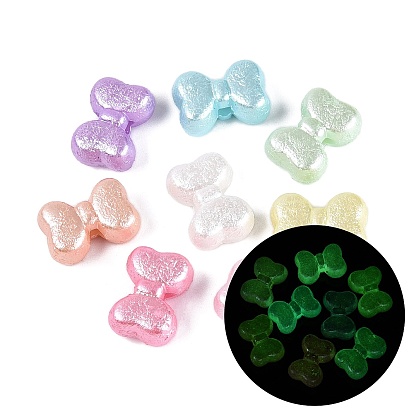 Luminous Opaque Acrylic Beads, Bowknot, Glow in the Dark, Textured