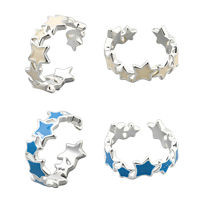 4 шт. 2 цвета регулируемые латунные эмалевые кольца-манжеты в форме звезды для женщин