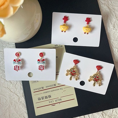 Серьги-гвоздики из сплава и смолы, золотые