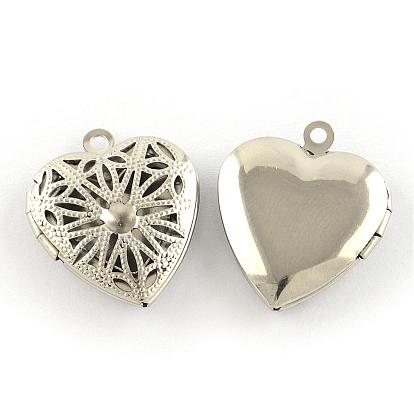 304 Stainless Steel Pendant Rhinestone Settings, Locket Pendants, Diffuser Pendants, Heart