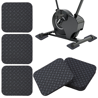 4Pcs Polyurethane & Silicone Anti-slip Treadmill Mat, Black