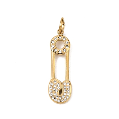 304 Stainless Steel Rhinestone Pendants, Pins Charms