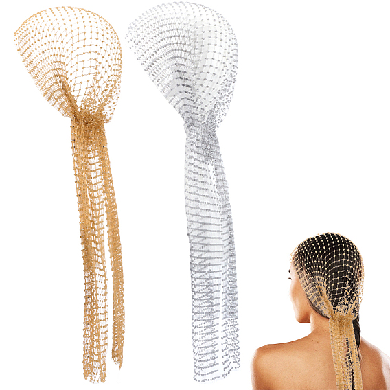 2 шт. 2 цветная полиэстеровая сетчатая шапочка со стразами для женщин