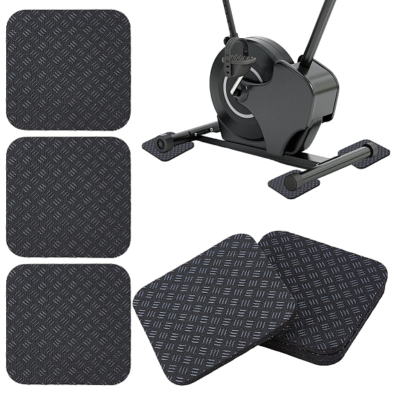4Pcs Polyurethane & Silicone Anti-slip Treadmill Mat, Black