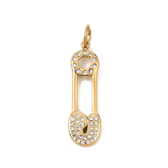 304 Colgantes del rhinestone del acero inoxidable, broches dijes