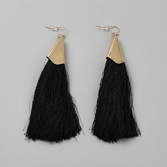 Серьги-кисточки из рафии, со сплавочной фурнитурой