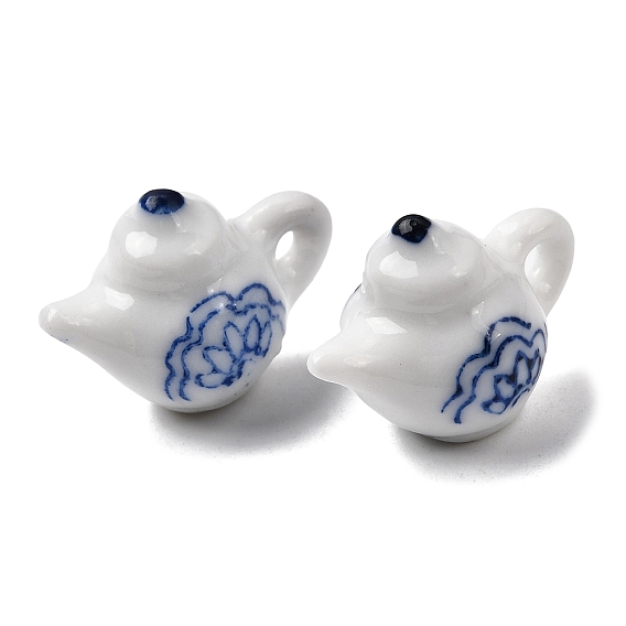 Фарфоровые бусины ручной работы, чайник, синий и белый фарфоровый узор