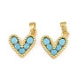 Brass Micro Pave Sky Blue Cubic Zirconia Charms, Heart Charms
