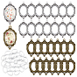 30Pcs Vintage Tibetan Style Alloy Pendant Cabochon Bezel Open Back Settings, Cadmium Free & Lead Free, 30Pcs Transparent Glass Cabochons, Oval