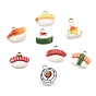 Sushi Opaque Resin Pendants, Mixed Shapes Charm, with Platinum Iron Loop