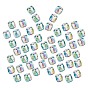 50Pcs Electroplate Glass Beads, Column with Butterfly Pattern