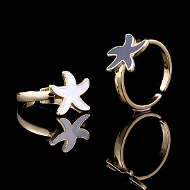 Stylish Starfish Ring: Unique Copper Plated Gold Women's Fashion Accessory