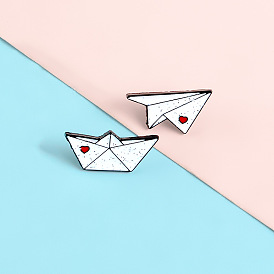 Japanese Style Fashionable Brooches: Boat, Paper Plane, Heart and Oil Drop.