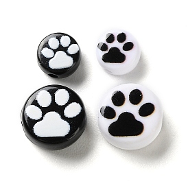 Непрозрачные акриловые бусины, плоский круглый с лапой