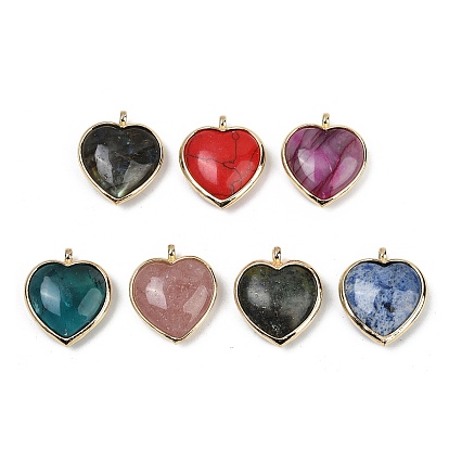 Драгоценный камень подвески, с подвесками в виде сердечек из латуни с покрытием стойки, золотые