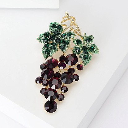 Grape Rhinestone Pins, Alloy Brooches for Girl Women Gift