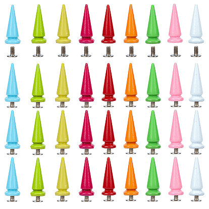 45Sets 9 Colors Zinc Alloy Rivets, with Iron Screw, Cone