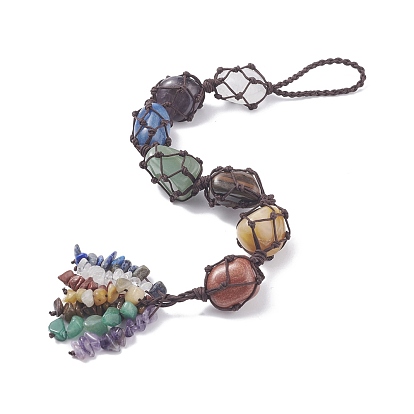 Tema de chakra, hilo de nailon trenzado, piedras preciosas naturales, colgantes grandes, decoraciones