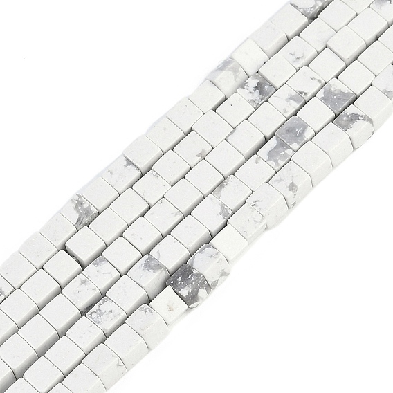 Нити из натуральных бусин говилита, кубические