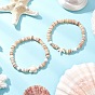 2Pcs Starfish & Tortoise Natural Freshwater Shell with Synthetic Turquoise Beads Stretch Bracelets for Men Women