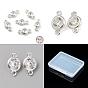 14Pcs 3 Styles 925 Sterling Silver Micro Pave Clear Cubic Zirconia Links Connectors, Flat Round