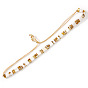 Adjustable Glass Tile Bracelets, Slider Bracelets with Metal Beads, Golden