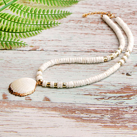 Natural Shell Pendant Necklace for Women, Boho Chic Jewelry Accessory
