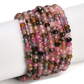 Natural Colorful Tourmaline Beads Strands, Faceted, Rondelle