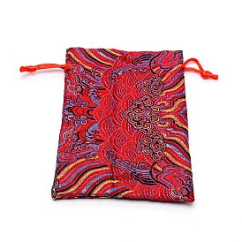 Шелковые мешки, сумка для шнурка, прямоугольник с волны шаблон