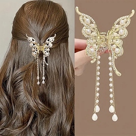 Pinces à cheveux en métal, Perles en imitation plastique, papillon