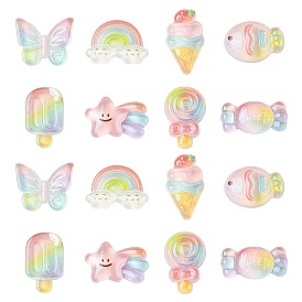 48шт 8 стили кабошоны из прозрачной смолы, с блеском порошок, разнообразные