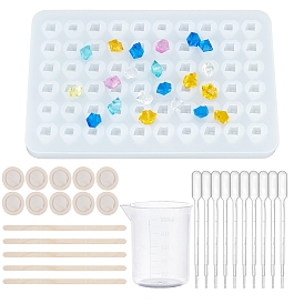 Gorgecraft DIY Jewelry Making Kits, Including Polygon Ice Silicone Molds, Plastic Measuring Cups & Transfer Pipettes, Birch Wooden Craft Ice Cream Sticks and Latex Finger Cots