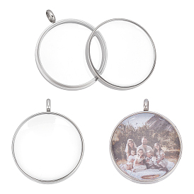 2шт. 304 подвески-медальоны из нержавеющей стали, ионное покрытие (ip), со стеклом, плоский круглый шарм