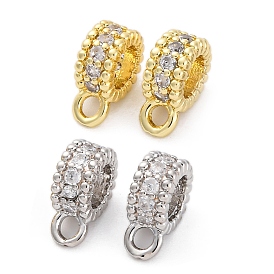 Brass Micro Pave Cubic Zirconia Spacer Beads, Flat Round