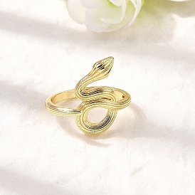 Латунные кольца-манжеты для женщин, змея, стойки покрытие, долговечный, без свинца и без кадмия