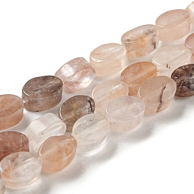 Brins de perles de quartz fraise violet naturel, Ovale Plat