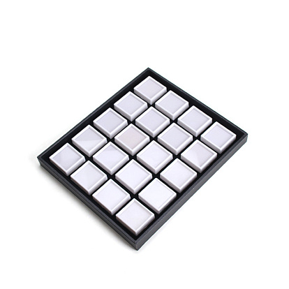 Прямоугольные черные подносы из искусственной кожи, с 20шт. мини-квадратные пластиковые коробки для хранения россыпью алмазов