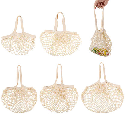 5 pièces 5 styles sac en filet tissé en polyester ajouré, sacs de courses imperméables