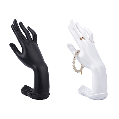 Présentoir de bijoux en résine, présentoirs de bague de doigt, main lotus, noir et blanc