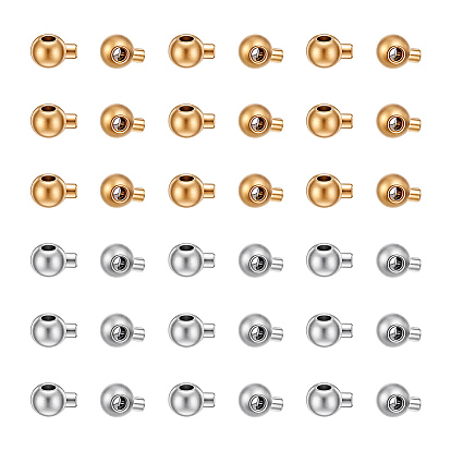 40Pcs 2 Colors 304 Stainless Steel Slide Charms, Ion Plating(IP), Round
