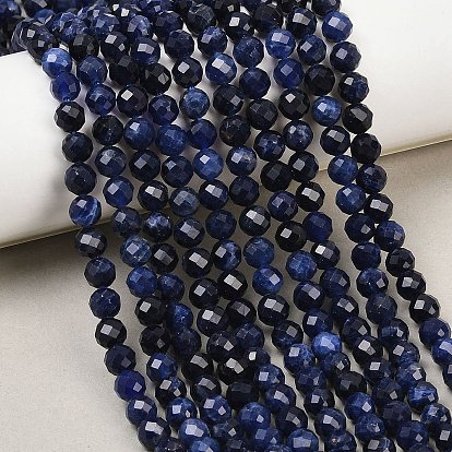 Природный содалит бисер нитей, круглые, граненые, класс АА