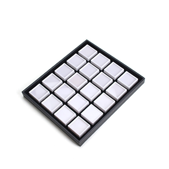 Прямоугольные черные подносы из искусственной кожи, с 20шт. мини-квадратные пластиковые коробки для хранения россыпью алмазов