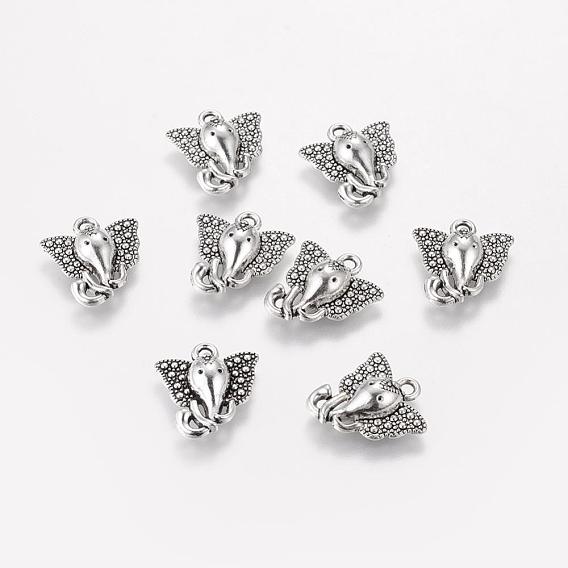 Tibetan Style Alloy Pendants, Cadmium Free & Lead Free, Elephant, 16x15x4mm, Hole: 1mm