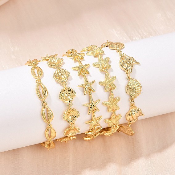 Браслеты из латунной цепочки для женщин, долговечный, стойки покрытие, реальный 18 k позолоченный