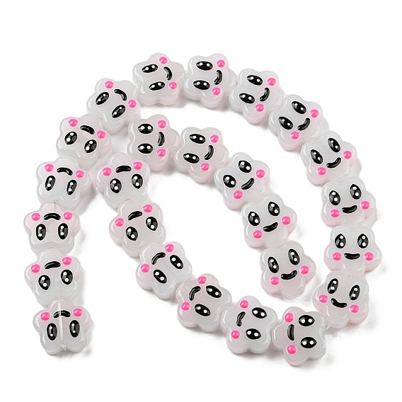 Прозрачные стеклянные бусины, бусины ручной работы, с эмалью, улыбающееся лицо