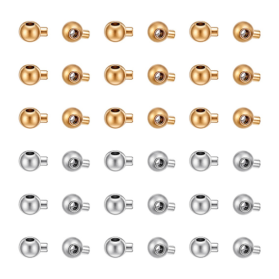 40Pcs 2 Colors 304 Stainless Steel Slide Charms, Ion Plating(IP), Round