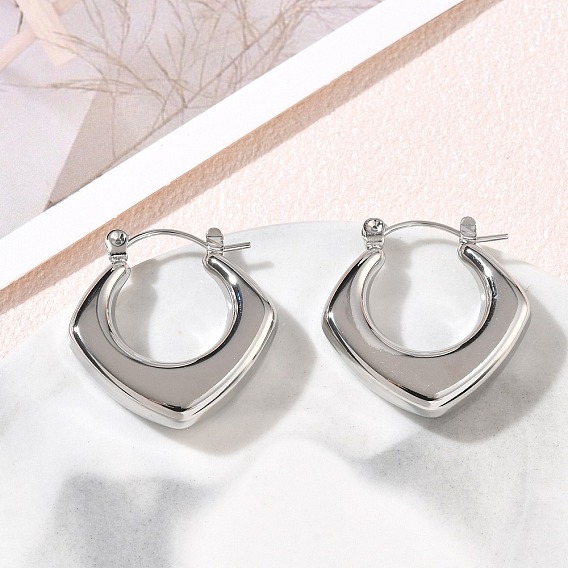 304 boucles d'oreilles en acier inoxydable, carrée
