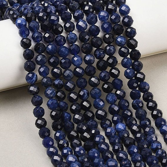 Природный содалит бисер нитей, круглые, граненые, класс АА