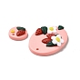 Handmade Polymer Clay Pendants Sets, Oval & Flat Round with Flower and 
Strawberry