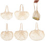5Pcs 5 Styles Hollowed-out Woven Polyester Net Bag, Waterproof Shopping Bags